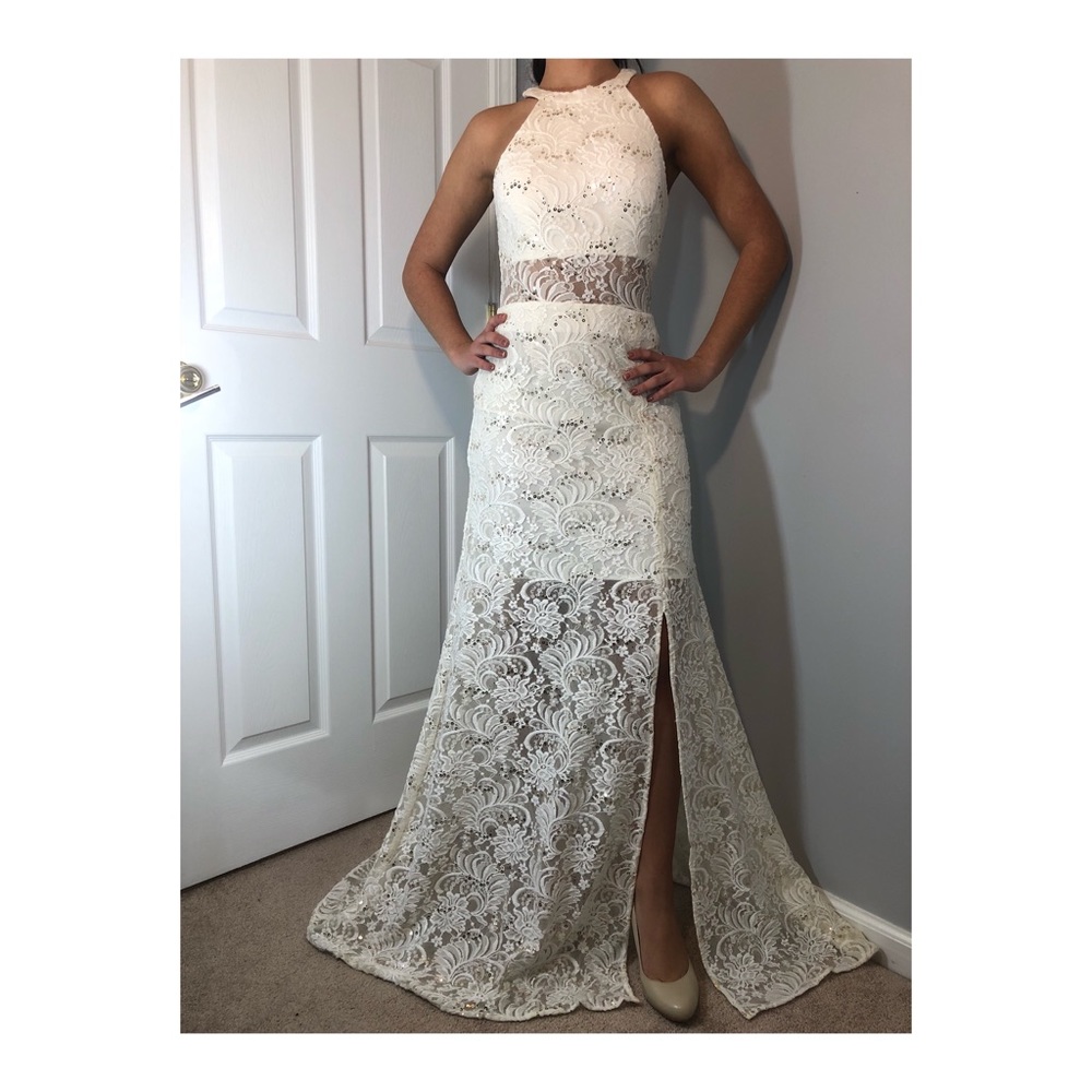 Morgan & Co. White gold formal event dress